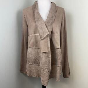 🛍️ 3/$24 Whisper & Glow Blush Lightweight Layered Ruffled Open Cardigan Large
